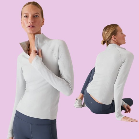 Athleta FLURRY HALF ZIP MOCK NECK TOP - Picture 1 of 2